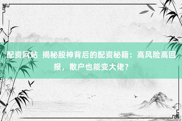 配资网站  揭秘股神背后的配资秘籍：高风险高回报，散户也能变大佬？