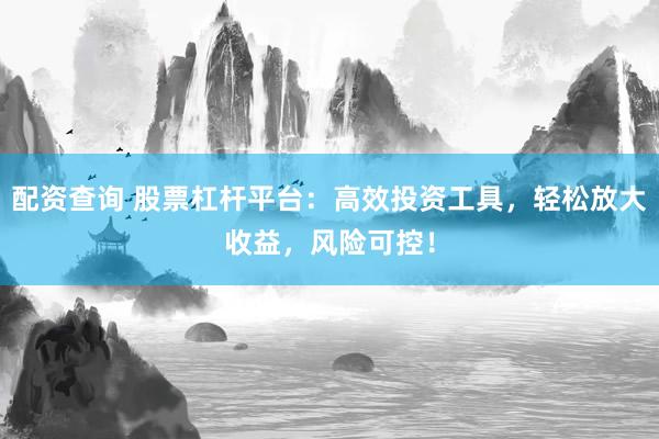 配资查询 股票杠杆平台：高效投资工具，轻松放大收益，风险可控！