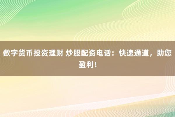 数字货币投资理财 炒股配资电话：快速通道，助您盈利！
