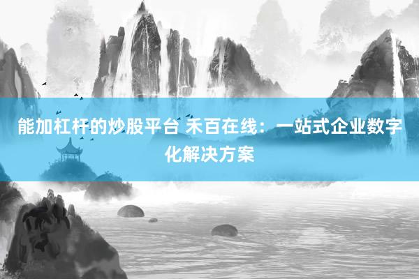 能加杠杆的炒股平台 禾百在线：一站式企业数字化解决方案