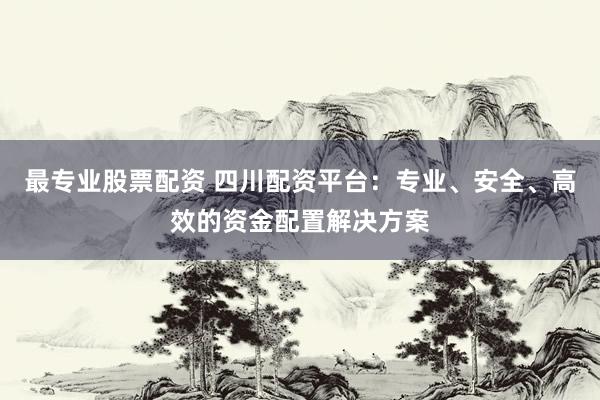 最专业股票配资 四川配资平台：专业、安全、高效的资金配置解决方案