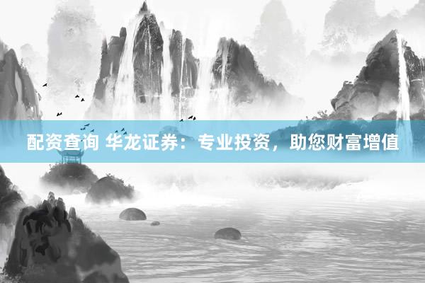 配资查询 华龙证券：专业投资，助您财富增值