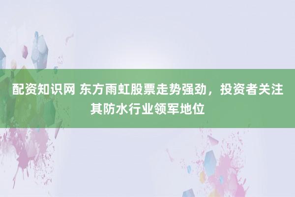 配资知识网 东方雨虹股票走势强劲，投资者关注其防水行业领军地位