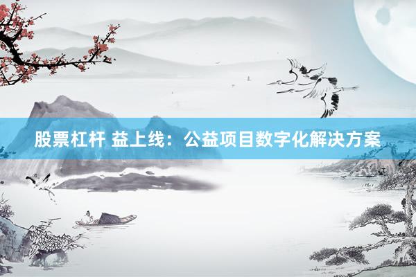 股票杠杆 益上线:公益项目数字化解决方案