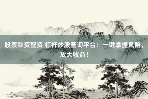 股票融资配资 杠杆炒股查询平台：一键掌握风险，放大收益！