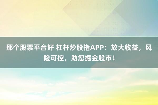 那个股票平台好 杠杆炒股指APP：放大收益，风险可控，助您掘金股市！