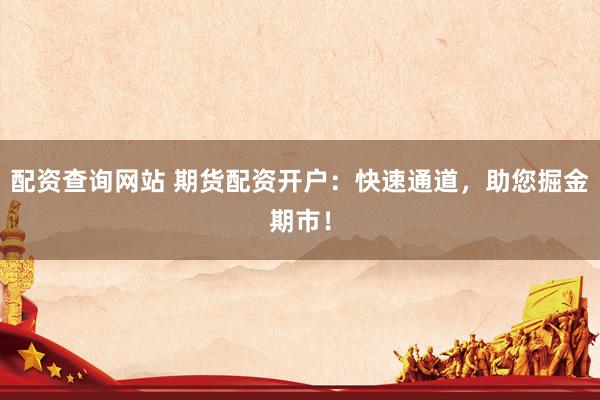 配资查询网站 期货配资开户：快速通道，助您掘金期市！