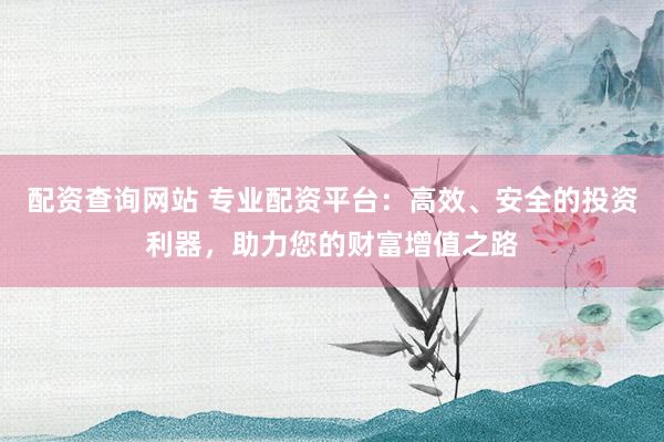 配资查询网站 专业配资平台：高效、安全的投资利器，助力您的财富增值之路