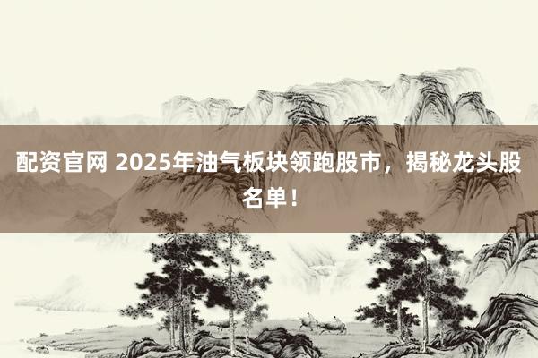 配资官网 2025年油气板块领跑股市,揭秘龙头股名单!