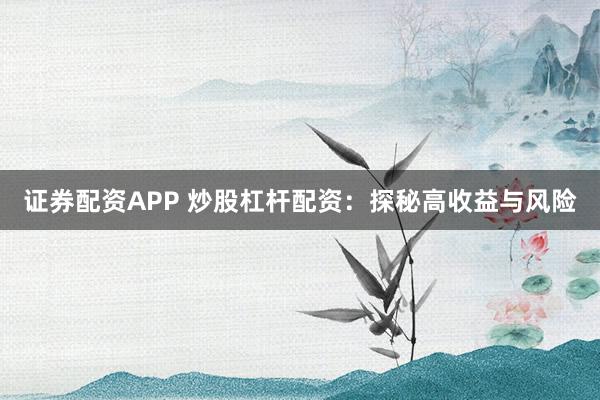证券配资APP 炒股杠杆配资：探秘高收益与风险
