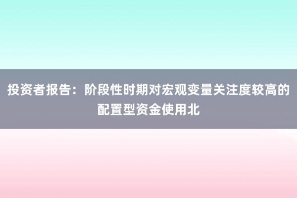 投资者报告：阶段性时期对宏观变量关注度较高的配置型资金使用北